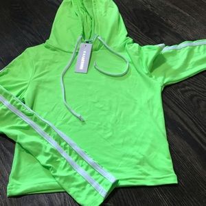 Neon green Lycra pullover long sleeve